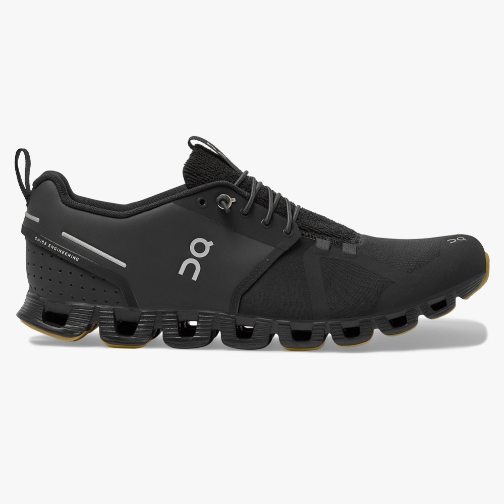 Discount QC Men's Cloud Terry Road Running Shoes - Black USEV[8217]